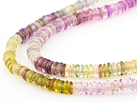 Multi-color Sapphire 3-4mm Thin Rondelle Endless Strand Necklace Approx 24 Inches