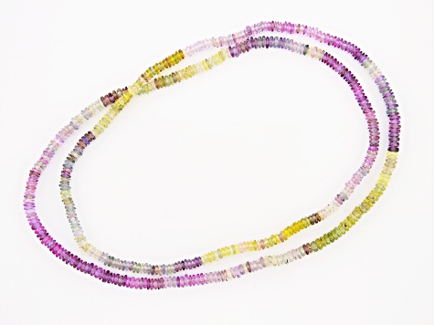 Multi-color Sapphire 3-4mm Thin Rondelle Endless Strand Necklace Approx 24 Inches