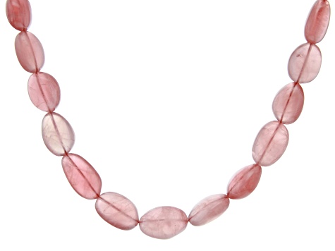 Rose Quartz Free Form Nugget Graduated Bead Necklace