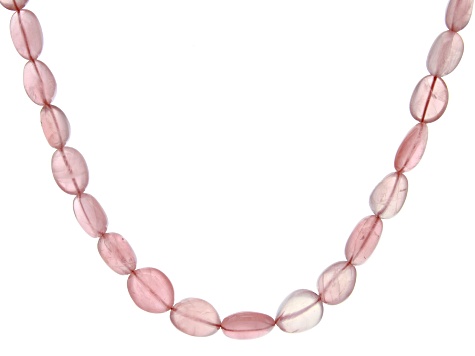 Rose Quartz Free Form Nugget Graduated Bead Necklace