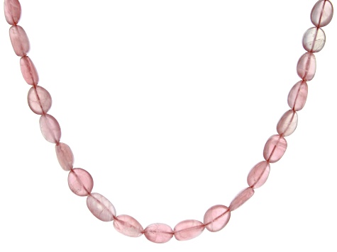 Rose Quartz Free Form Nugget Graduated Bead Necklace