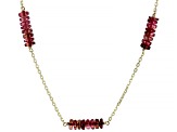 Pink Tourmaline 14k Gold Diamond Cut Cable Chain 5 Station Necklace 14ctw