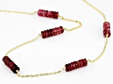 Pink Tourmaline 14k Gold Diamond Cut Cable Chain 5 Station Necklace 14ctw