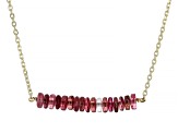 Pink Tourmaline 14k Gold Diamond Cut Cable Chain Bar Necklace 6ctw