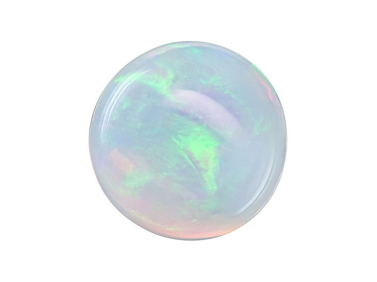 Flashes of Colour 7mm Round Cabochon Gem Gemstone Natural Opal White 
