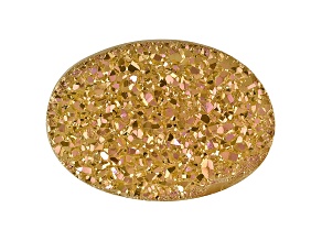 Golden-Pink Quartz Drusy 14x10mm Oval Tablet
