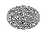 Metallic-Silver Quartz Drusy 14x10mm Oval Tablet