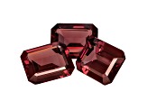 Rhodolite Garnet Emerald Cut Set of 3 9.93ctw