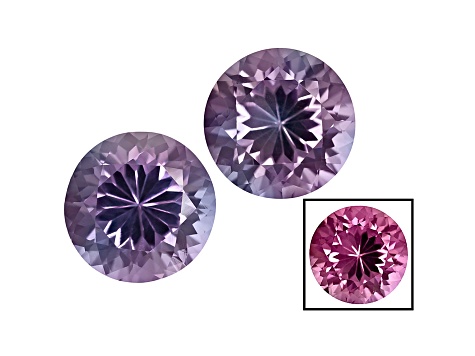 Color Change Lab Created Sapphire 6mm Round 2.00ctw Set Of 2