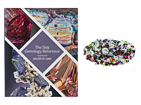 Sisk Gemology Reference Book, Gallery of Gems with 300ctw Natural and Synthetic Gemstone Parcel