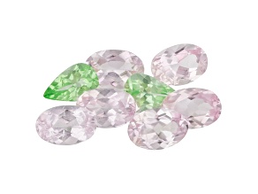Pink Topaz and Grossular Garnet 6x4mm Oval and Pear Shape Set of 8 3.94ctw