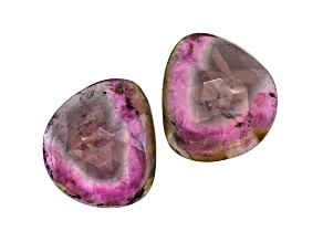 Watermelon Tourmaline Free Form Slice Matched Pair 15.00ctw