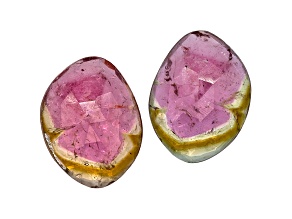 Watermelon Tourmaline Free Form Slice Matched Pair 10.00ctw