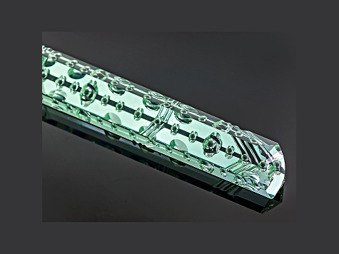Green Beryl 120.30x15.78mm Custom Prism Bubble And Miter Cut 167.20ct