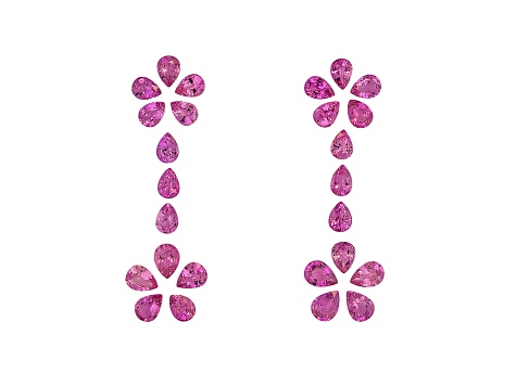 Pink Sapphire Untreated Pear Shape Set 24.26ctw