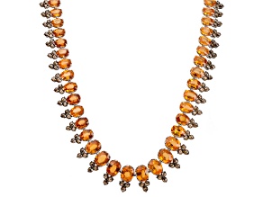 Garnet Spessartite Oval 127.69ctw With Brown Diamond Round 17.68ctw 18k White Gold Necklace