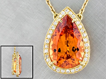 Picture of 18K Yellow Gold 5.93ct Mandarin Garnet 1.26ctw Diamond Necklace
