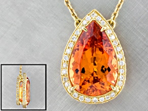 18K Yellow Gold 5.93ct Mandarin Garnet 1.26ctw Diamond Necklace