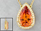 18K Yellow Gold 5.93ct Mandarin Garnet 1.26ctw Diamond Necklace