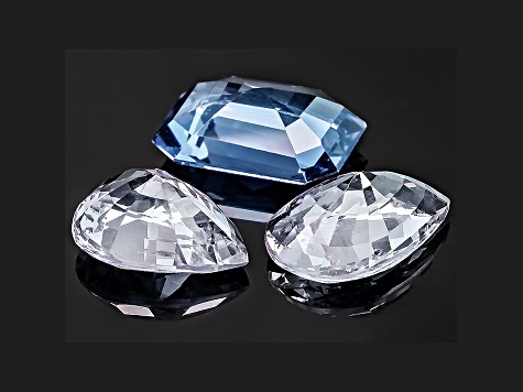 Sapphire Untreated Pear Shape And Emerald Cut Set 2.68ctw