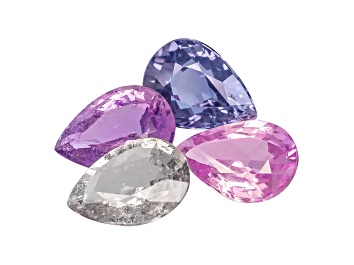 Picture of Multi-Color Sapphire Untreated Pear Shape Set 3.54ctw