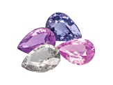 Multi-Color Sapphire Untreated Pear Shape Set 3.54ctw