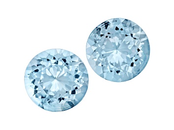 Picture of Aquamarine 12.42x12.33mm And 12.12x11.87mm Round Modified Portuguese Cut Matched Pair 11.27ctw