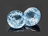Aquamarine 12.42x12.33mm And 12.12x11.87mm Round Modified Portuguese Cut Matched Pair 11.27ctw