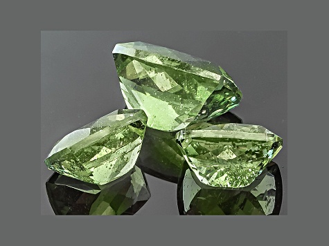 Green Apatite One 11.5x8mm And Two 9x7mm Rectangular Cushion Set 9.86ctw