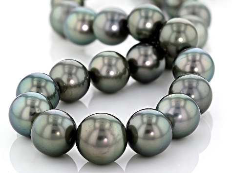 14k wg 12-14.5mm cultured tahitian pearl/wht dia acc strand necklace