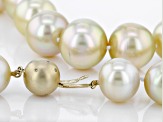 14-17mm Golden Cultured South Sea Pearl With Diamond Accents 14k Yellow Gold 18 Inch Strand Necklace