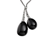 Whitby Jet 32x21mm Free Form Double Drop Sterling Silver Foxtail Chain Necklace