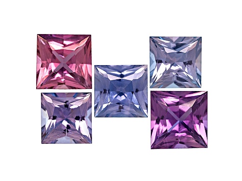 Multi-Color Sapphire Untreated Square Princess Cut Set 2.79ctw