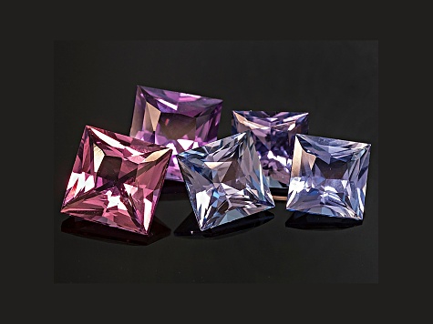 Multi-Color Sapphire Untreated Square Princess Cut Set 2.79ctw