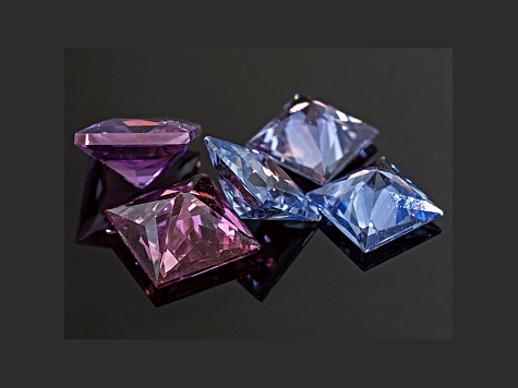 Multi-Color Sapphire Untreated Square Princess Cut Set 2.79ctw