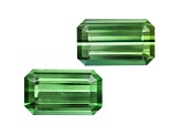 Green Tourmaline Untreated 10.3x6.1mm Emerald Cut Matched Pair 5.00ctw