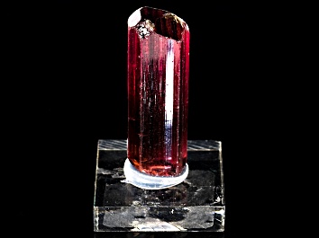Picture of 48.19ct Facet Grade Hexagonal Rubellite Tourmaline Crystal Mineral Specimen On Acrylic Base, Nigeria
