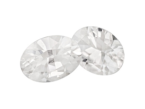 White Zircon 7x5mm Oval 1.90ctw Set Of 2