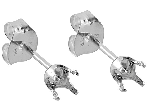 Earrings Castings Gemstone Setting 4mm Round Sterling Silver - C2ER4S1S ...