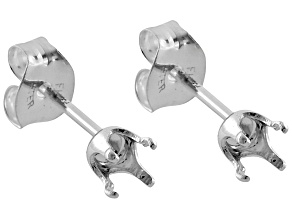 Earrings Castings Gemstone Setting 4mm Round Sterling Silver