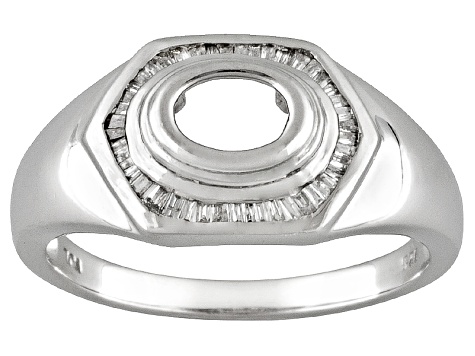 Gemgroove Sentiments™ 7x5mm Oval .29ctw Diamond Rhodium Over Sterling Gentleman's Semi-Mount