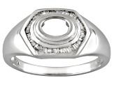Gemgroove Sentiments™ 7x5mm Oval .29ctw Diamond Rhodium Over Sterling Gentleman's Semi-Mount
