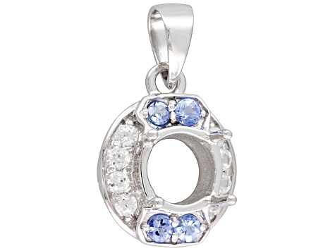 Gemsavvy Sentiments™Rhodium Over Sterling 8mm Rd W/.44ctw Tanz& .55ctw White Zircon Semi Pendant