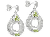 Sterling Silver 8mm Round With Peridot And Zircon Semimount Earrings