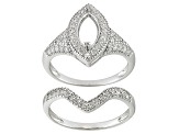 Rhodium Plated Over Sterling Silver 9x4.5mm Marquise W/1.25ctw Cubic Zirconia Semimount Ring