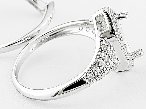 Rhodium Plated Over Sterling Silver 9x4.5mm Marquise W/1.25ctw Cubic Zirconia Semimount Ring