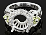 Sterling Silver 10mm Round With .18ctw Peridot And .30ctw Zircon Semi-Mount Ring