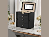 5-Layer Jewelry Box Organizer with 4 Drawers, Jewelry Storage Case with Lock and Mirror-Black