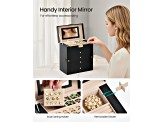 5-Layer Jewelry Box Organizer with 4 Drawers, Jewelry Storage Case with Lock and Mirror-Black