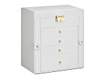 5-Layer Jewelry Box Organizer with 4 Drawers, Jewelry Storage Case with Lock and Mirror- White